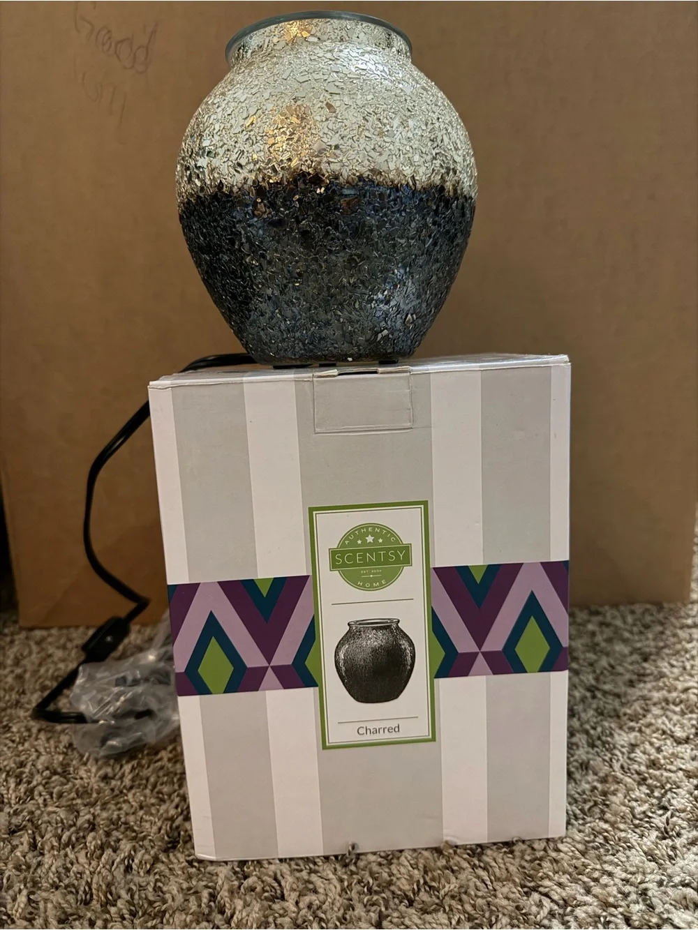 “Charred” Authentic Scentsy Warmer - Shimmering metallic tones